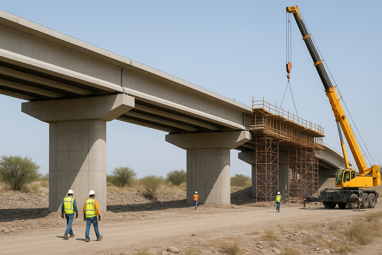 Puente de concreto en construcción